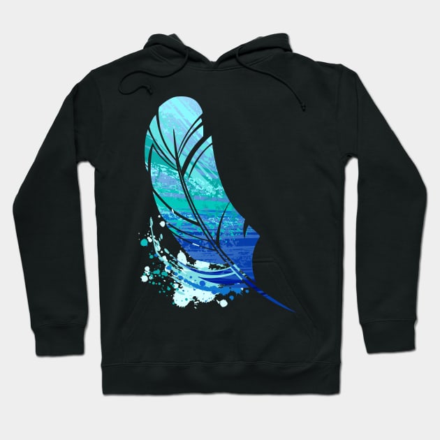 Blue Colorful Feather Hoodie by Blackmoon9